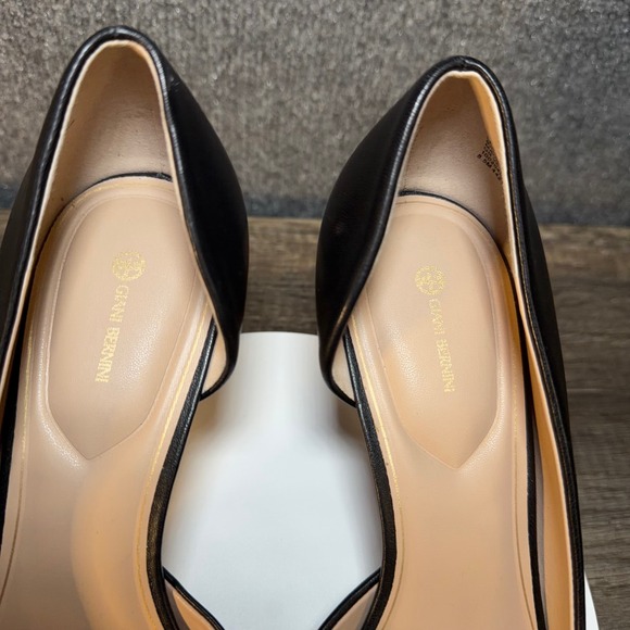 Gianni Bernini Heels Womens 8M Black Leather Peep Toe DOrsay - Picture 9 of 13